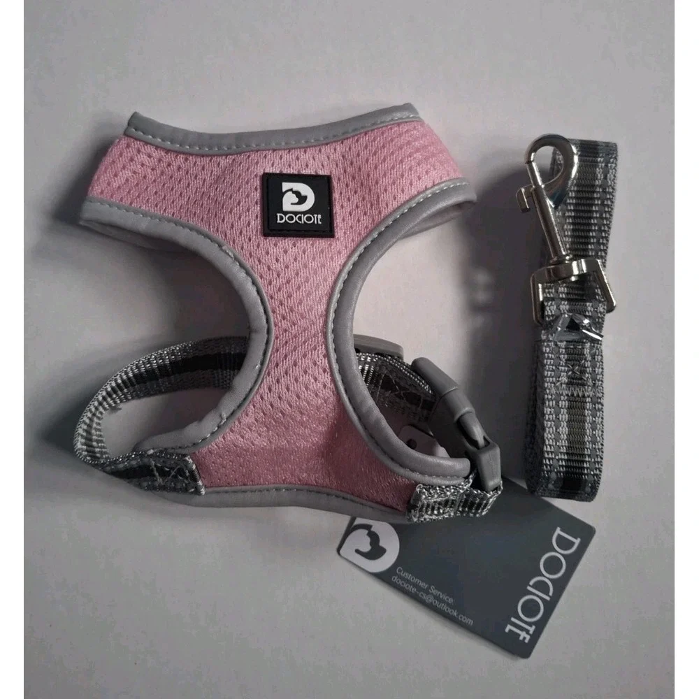 Dociote‎ Pink Soft Mesh Dog Harness Leash Reflective Adjustable Lightweight XS